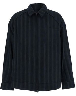Juun.J Striped Zip-Front Shirt - Blue