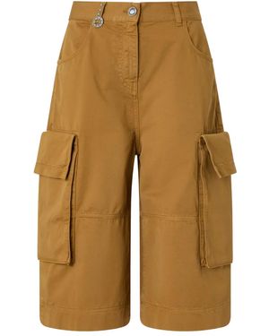 Pinko Cargo Bermuda Shorts With Rivets - Natural