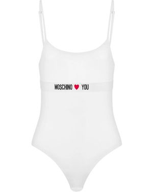 Moschino Body con franja del logo - Blanco