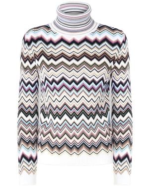 Missoni Zigzag Roll-Neck Sweater - White
