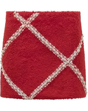 Des Phemmes Falda Corta Con Detalle De Perlas - Rojo