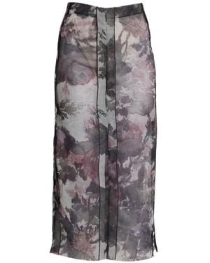 Erdem Floral-Print Jacquard Skirt - Grey