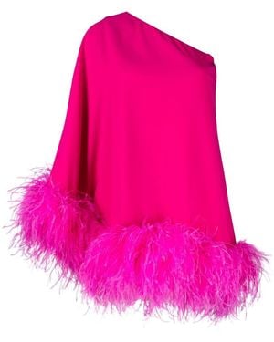 The New Arrivals Ilkyaz Ozel Feather-Trim One-Shoulder Dress - Pink