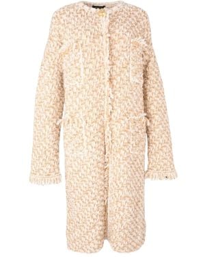 Fabiana Filippi Frayed-Detailing Coat - Natural