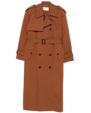 Saint Laurent Double-Breasted Belted Trench Coat - Brown