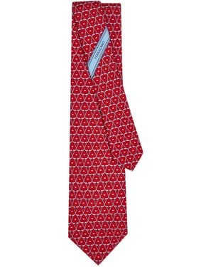 Ferragamo Hockey-Print Silk Tie - Red
