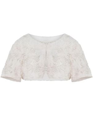 Unreal Fur Rose-Appliqué Jacket - White