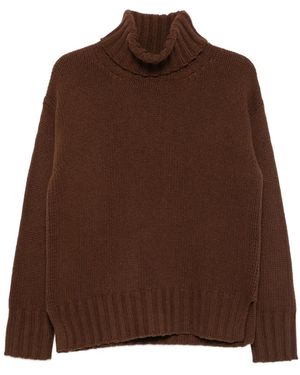 Jucca Ribbed-Knit Roll-Neck Jumper - Brown