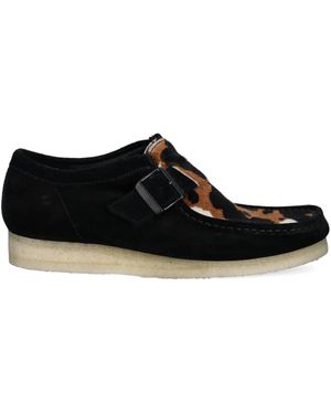 Clarks Mocasines con motivo de leopardo - Negro