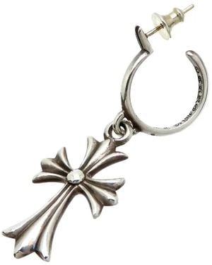 Chrome Hearts Cross Hoop Earring - White