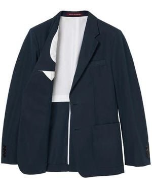 Gucci Embossed-Logo Single-Breasted Blazer - Blue