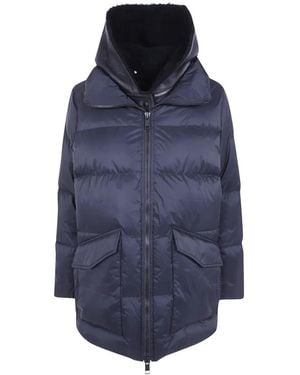 Yves Salomon Hooded Padded Jacket - Blue