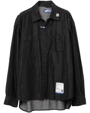 in・stru(men-tal) Logo-Patch Denim Shirt - Black