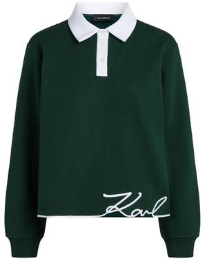 KARL LAGERFELD Signature Polo Sweatshirt - Green
