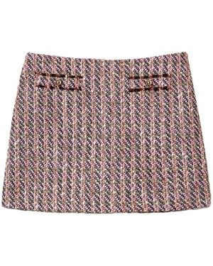 Twinset Bouclé Lurex Mini Skirt - Red