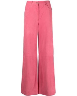 Alberta Ferretti Wide-Leg Suede Trousers - Pink