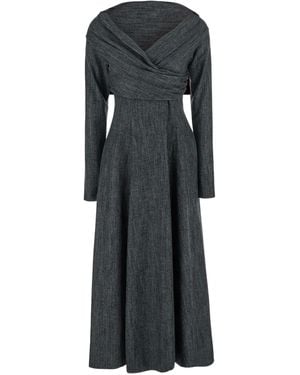 Alberta Ferretti Off-Shoulder Wrap Maxi Dress - Black