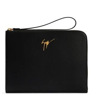 Giuseppe Zanotti Bolso de mano Fabian con placa del logo - Negro