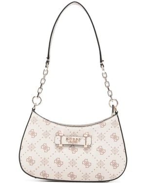 Guess Carrie Logo-Pattern Chain Shoulder Bag - White