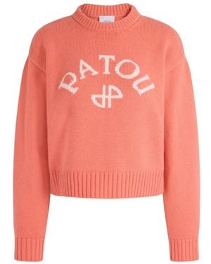 Patou Logo-Intarsia Crew-Neck Jumper - Pink
