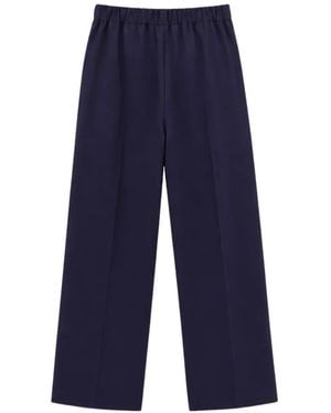 Liviana Conti Elasticated-Waist Patch-Pocket Pants - Blue