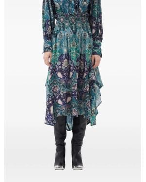 Maria Cher Lugo Amapola Silk Asymmetric Skirt - Blue