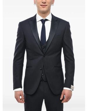 Corneliani Satin Peak-Lapel Three-Piece Suit - Blue
