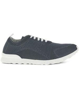 Kiton Fits Logo-Embroidered Trainers - Blue