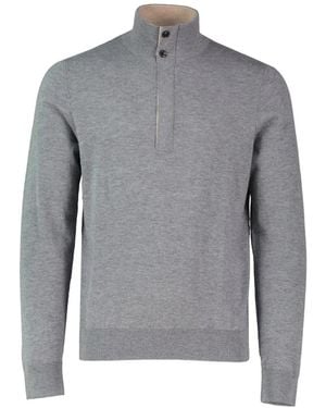 Pal Zileri Button-Up High-Neck Top - Grey