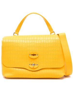 Zanellato Borsa Tote Postina Piccola Effetto Coccodrillo - Giallo