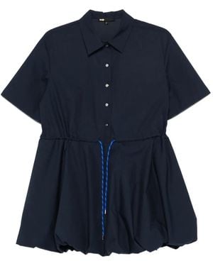 Maje Short-Sleeved Cotton Bubble Dress - Blue
