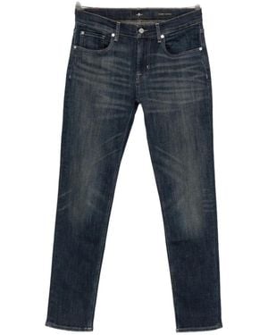 7 For All Mankind Whiskered Faded-Effect Jeans - Blue