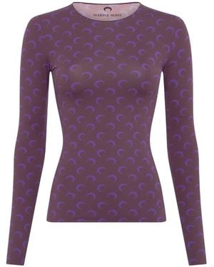 Marine Serre Moon-Printed Long-Sleeved T-Shirt - Purple