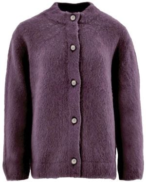 Gran Sasso Cardigan Boutonné À Fini Brossé - Violet
