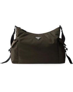 Prada Explore Re-Nylon And Leather Bag - Black