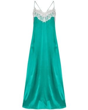 IRO Lace-Trimmed Silk Dress - Blue