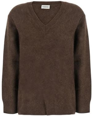 P.A.R.O.S.H. V-Neck Knitted Sweater - Brown