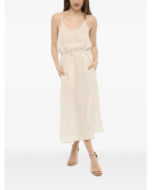 Woolrich Striped Belted Midi Dress - Natural