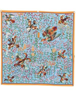 Inoui Edition Bird-Print Scarf - Blue
