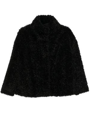 Herno Faux-Fur High-Neck Coat - Black