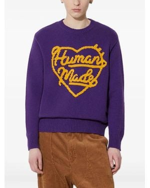 Human Made Heart-Logo Knit Sweater - Blue