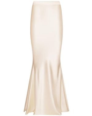 ALEXIA & ANTONIA Bias-Cut Flared-Hem Maxi Skirt - White