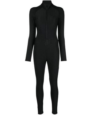 Tessitura Body Couture 3D Move Textured Long-Sleeved Fitted Jumpsuit - Black
