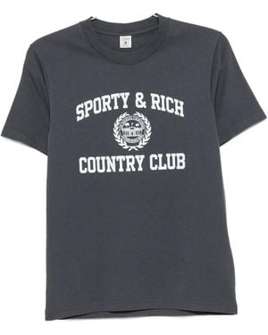 Sporty & Rich Logo-Print T-Shirt - Grey