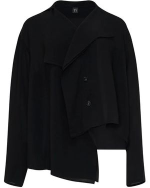 Y's Yohji Yamamoto Chemise Drapée À Design Asymétrique - Black