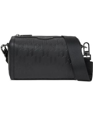 KARL LAGERFELD Mini K/Loom Leather Barrel Bag - Black