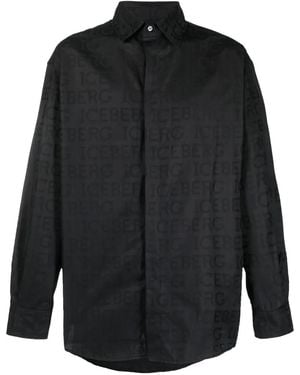 Iceberg Logo-Print Long-Sleeved Shirt - Black