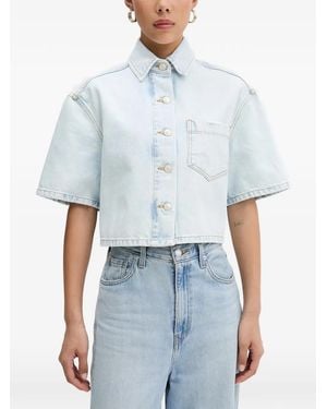 ViCOLO Cropped Short-Sleeve Shirt - Blue