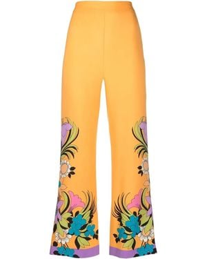 La DoubleJ Pantalon Évasé À Fleurs - Yellow