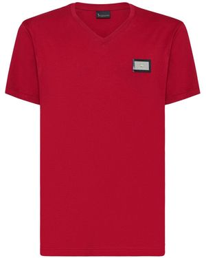 Billionaire Logo Plaque Cotton T-Shirt - Red